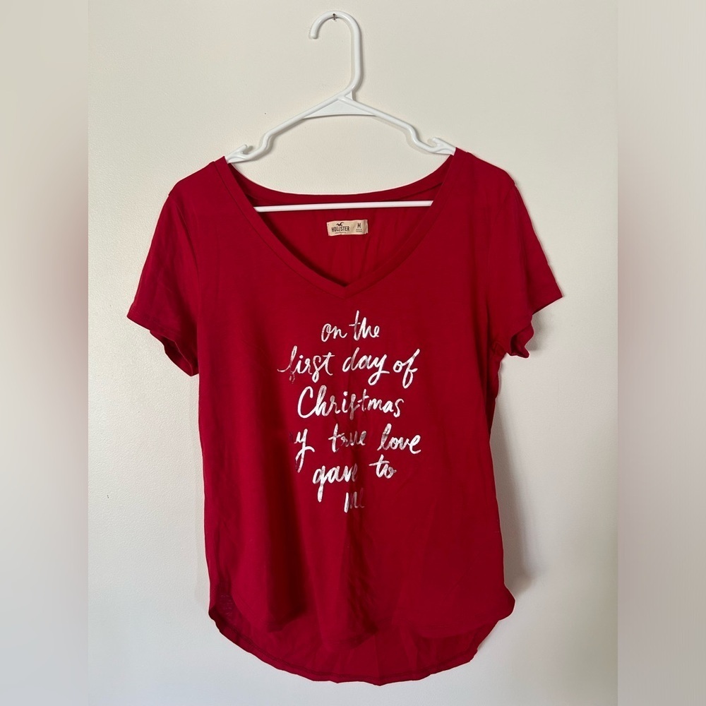 Hollister “On The First Day Of Christmas” Red Tshirt